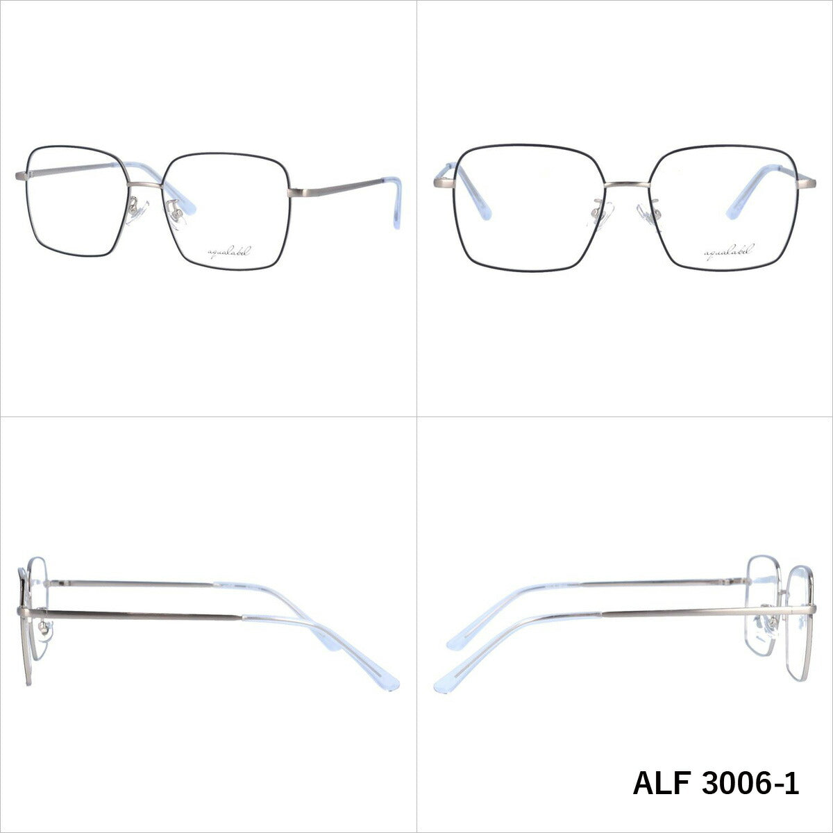 アクアレーベル メガネフレーム 伊達メガネ AQUALABEL ALF 3006 全2カラー 52サイズ スクエア ユニセックス メンズ レディース｜老眼鏡・PCレンズ・カラーレンズ・遠近両用対応可能 ラッピング無料