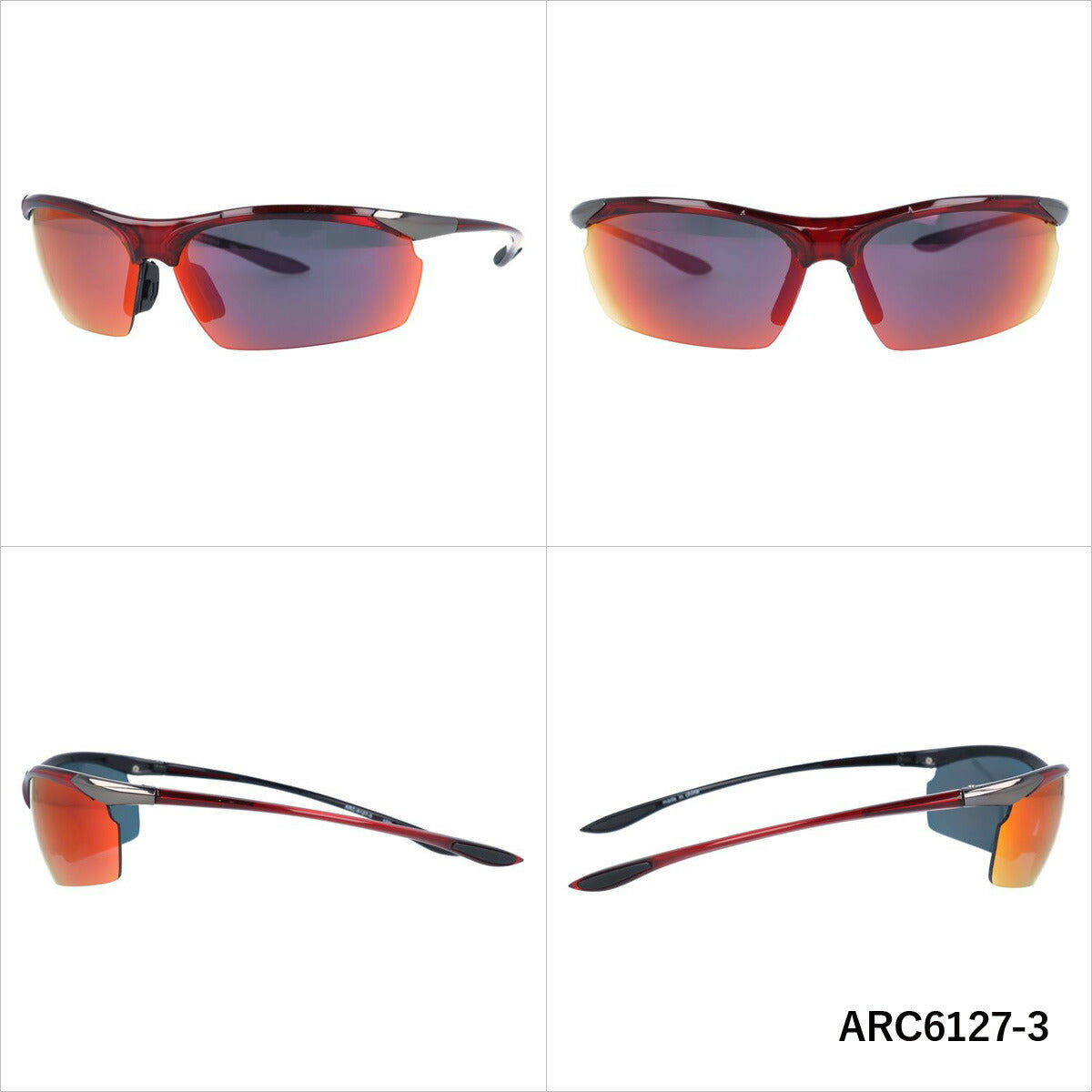 アークスタイル サングラス ミラーレンズ アジアンフィット ARC Style ARC6127 72サイズ スポーツ型 ユニセックス メンズ レディース