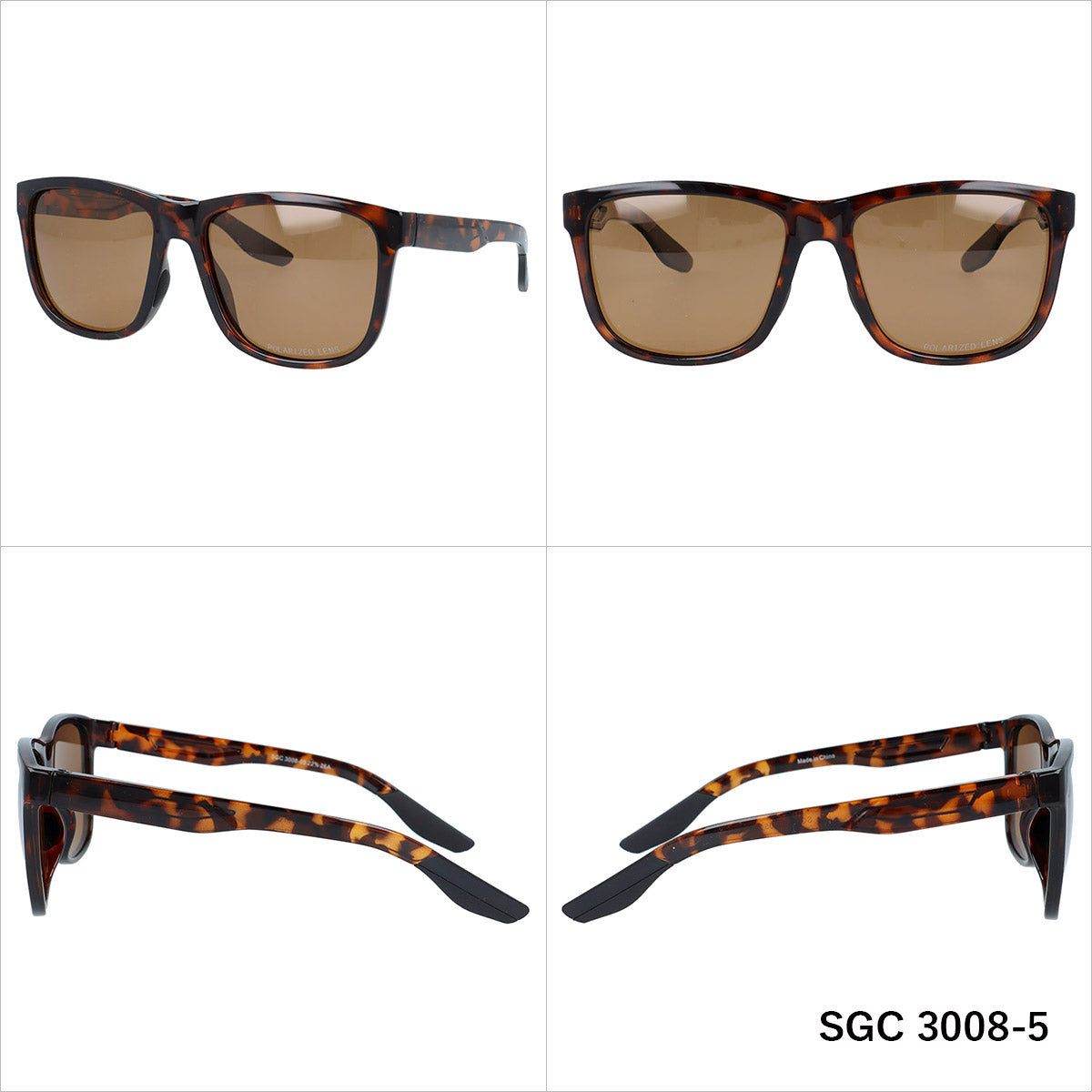アークスタイル サングラス 偏光サングラス アジアンフィット ARC Style SGC3008 55サイズ 全2カラー ウェリントン型 乱反射をカットしクリアな視界へ ユニセックス メンズ レディース | クロブチ 黒縁 べっ甲 デミ柄 レトロ風