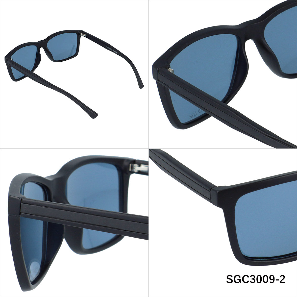 アークスタイル サングラス 偏光サングラス ミラーレンズ アジアンフィット ARC Style SGC3009 57サイズ 全2カラー ウェリントン型 乱反射をカットしクリアな視界へ ユニセックス メンズ レディース | クロブチ 黒縁
