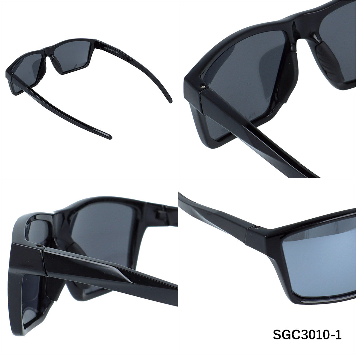 アークスタイル サングラス 偏光サングラス ミラーレンズ アジアンフィット ARC Style SGC3010 58サイズ 全2カラー ウェリントン型 乱反射をカットしクリアな視界へ ユニセックス メンズ レディース | クロブチ 黒縁