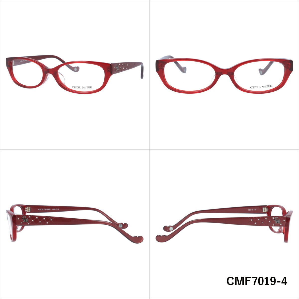 メガネ 眼鏡 度付き 度なし おしゃれ CECIL McBEE セシルマクビー CMF7019 全4色 52サイズ オーバル型 レディース 女性 UVカット 紫外線 ブランド サングラス 伊達 ダテ|老眼鏡・PCレンズ・カラーレンズ・遠近両用対応可能 ラッピング無料