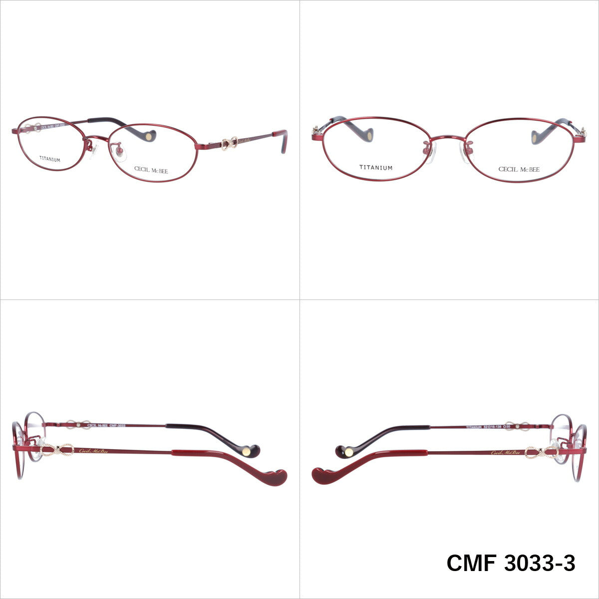 メガネ 眼鏡 度付き 度なし おしゃれ CECIL McBEE セシルマクビー CMF 3033 全4色 52サイズ オーバル型 レディース 女性 UVカット 紫外線 ブランド サングラス 伊達 ダテ|老眼鏡・PCレンズ・カラーレンズ・遠近両用対応可能 ラッピング無料