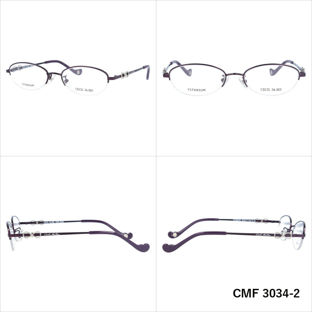 メガネ 眼鏡 度付き 度なし おしゃれ CECIL McBEE セシルマクビー CMF 3034 全4色 50サイズ オーバル型 レディース 女性 UVカット 紫外線 ブランド サングラス 伊達 ダテ|老眼鏡・PCレンズ・カラーレンズ・遠近両用対応可能 ラッピング無料