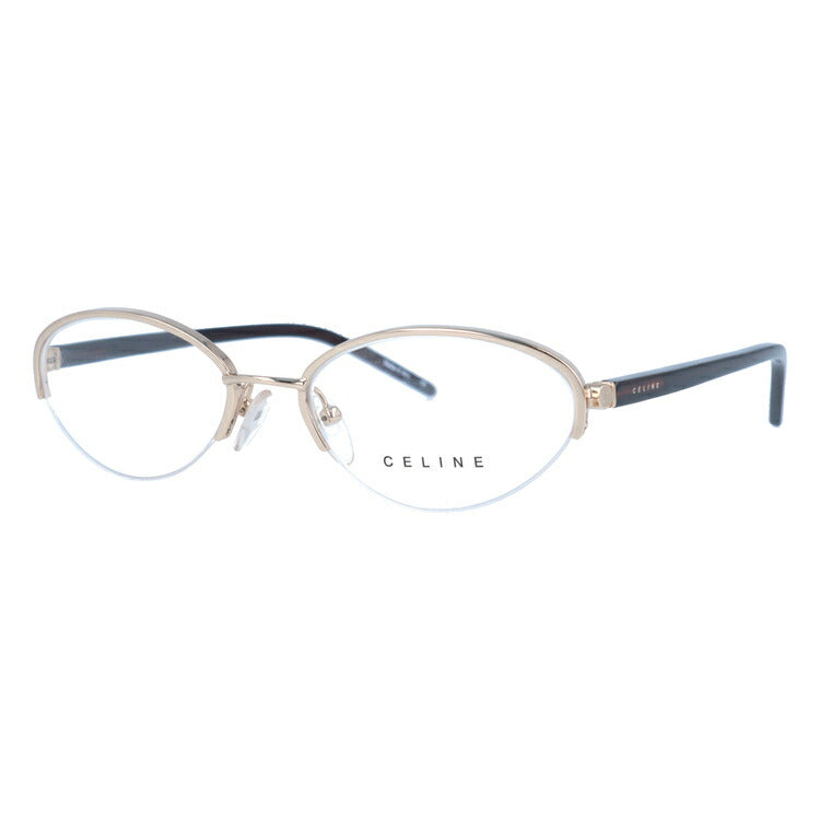 【訳あり】セリーヌ CELINE メガネ フレーム 眼鏡 度付き 度なし 伊達 VC1252M 0300 52サイズ オーバル型 レディース ブラゾン アイコン ロゴ ハーフリム ナイロールフレーム
