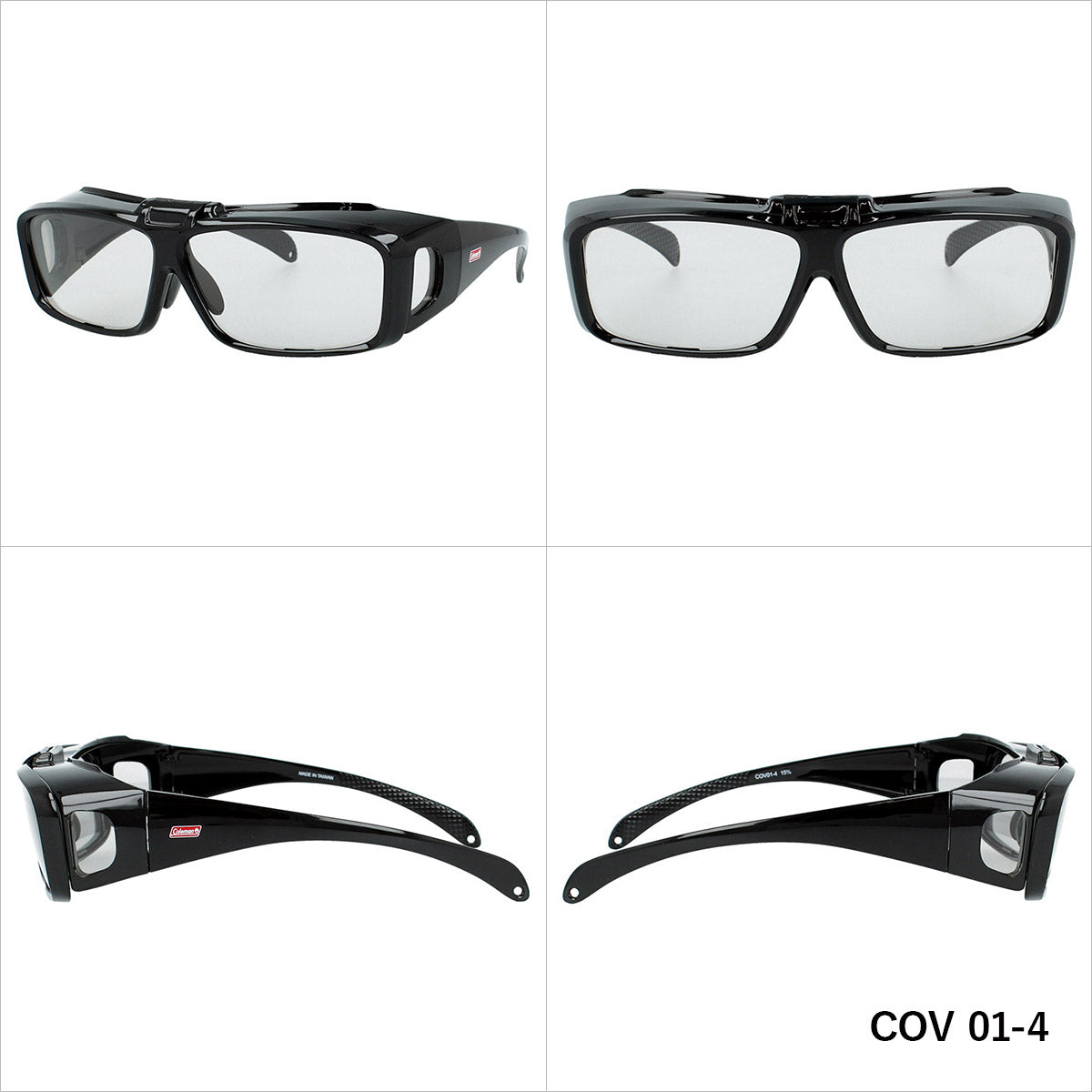 コールマン オーバーグラス 偏光調光サングラス アジアンフィット COLEMAN COV01-4 62サイズ スクエア 跳ね上げ式 眼鏡の上から掛けられる ポラライズド フォトクロミック 紫外線で色が変わる ユニセックス レディース メンズ 大きめサイズ ビッグシルエット