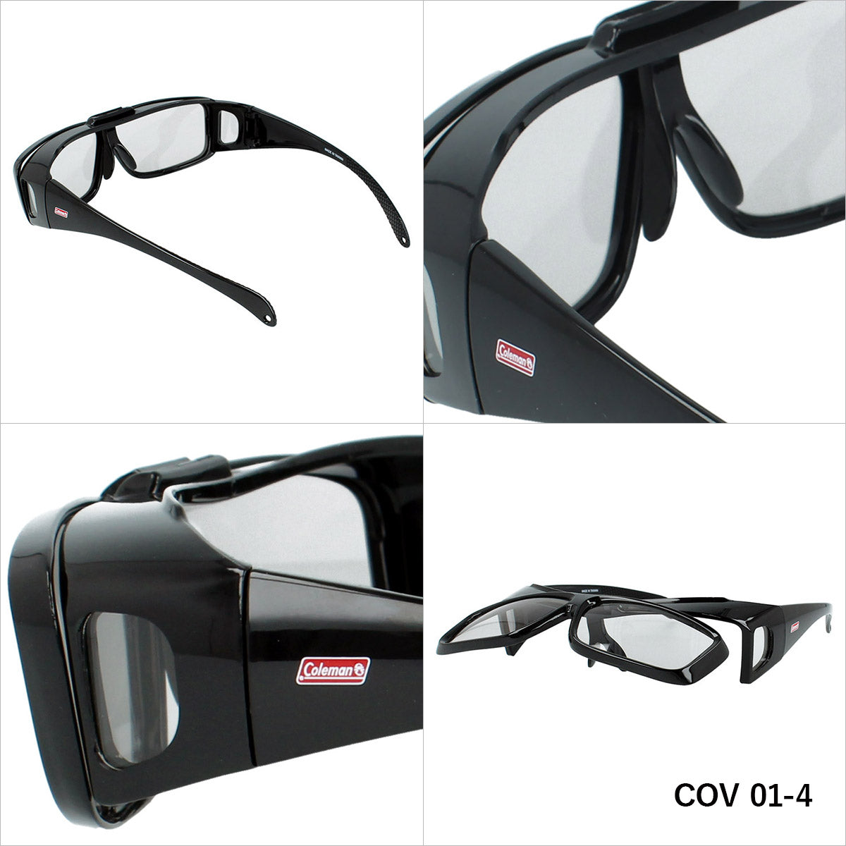 コールマン オーバーグラス 偏光調光サングラス アジアンフィット COLEMAN COV01-4 62サイズ スクエア 跳ね上げ式 眼鏡の上から掛けられる ポラライズド フォトクロミック 紫外線で色が変わる ユニセックス レディース メンズ 大きめサイズ ビッグシルエット