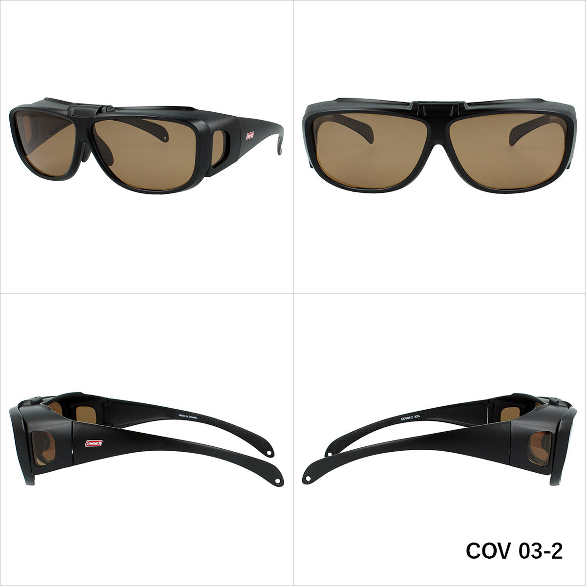 コールマン オーバーグラス 偏光サングラス ミラーレンズ アジアンフィット COLEMAN COV03 64サイズ 全3カラー スクエア型 跳ね上げ式 眼鏡の上から掛けられる ポラライズド ユニセックス レディース メンズ 大きめサイズ ビッグシルエット
