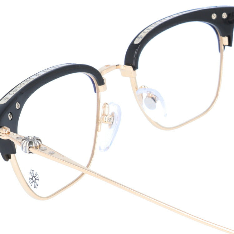 クロムハーツ メガネ 度付き 度なし 伊達メガネ 眼鏡 メガネフレーム CHROME HEARTS SLUNTRADICTION BK/GP 52サイズ ブロー型 ユニセックス メンズ レディース 紫外線 UVカット ラッピング無料