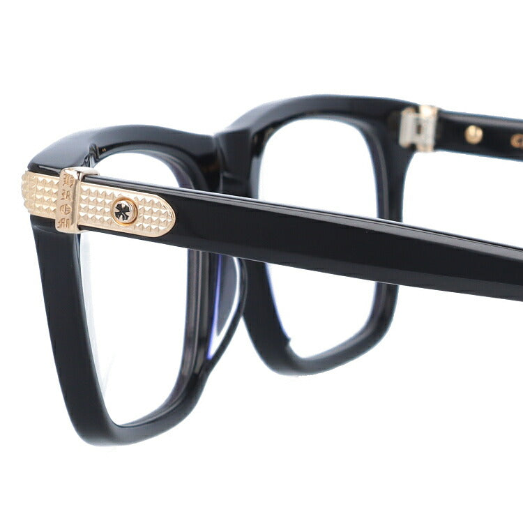 クロムハーツ メガネ 度付き 度なし 伊達メガネ 眼鏡 メガネフレーム CHROME HEARTS レギュラーフィット BEAU NER BK-GP 53サイズ ウェリントン型 日本製 クロス ユニセックス メンズ レディース 紫外線 UVカット ラッピング無料