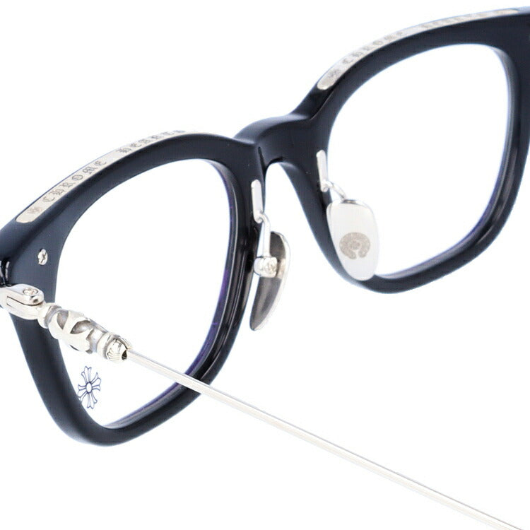 クロムハーツ メガネ 度付き 度なし 伊達メガネ 眼鏡 メガネフレーム CHROME HEARTS GUZZLER-A BK-SS 49サイズ スクエア型 日本製 クロス ユニセックス メンズ レディース 紫外線 UVカット ラッピング無料