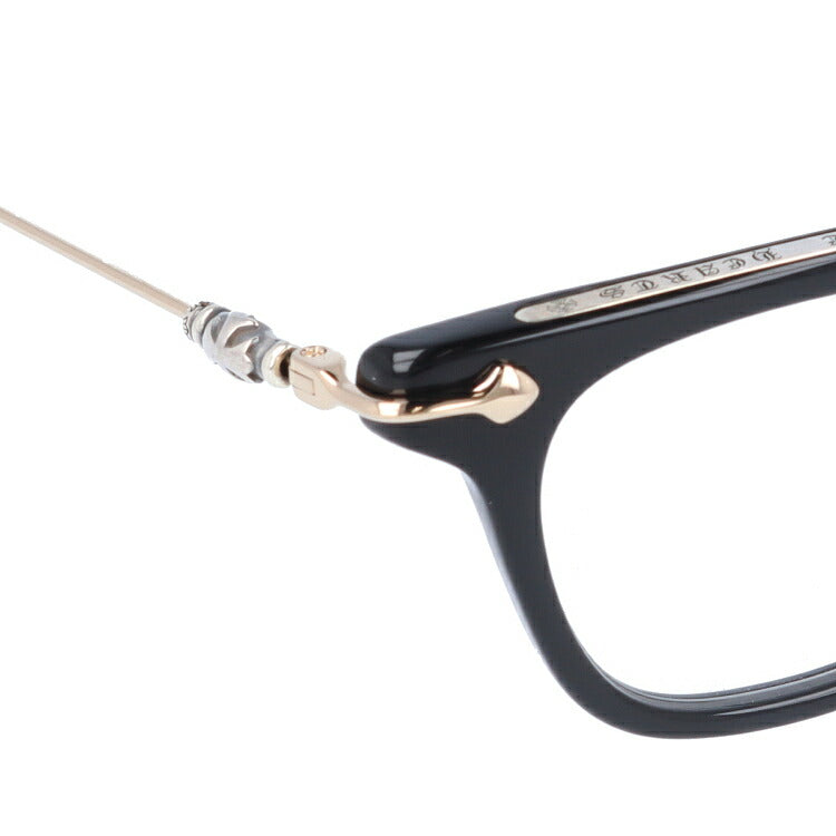 クロムハーツ メガネ 度付き 度なし 伊達メガネ 眼鏡 メガネフレーム CHROME HEARTS GUZZLER-A BK-GP 49サイズ スクエア型 日本製 クロス ユニセックス メンズ レディース 紫外線 UVカット ラッピング無料