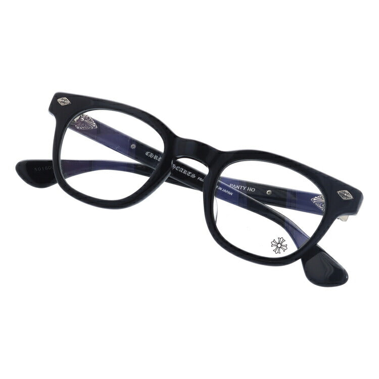 クロムハーツ メガネ 度付き 度なし 伊達メガネ 眼鏡 メガネフレーム CHROME HEARTS レギュラーフィット PANTY HO BK 47サイズ ウェリントン型 日本製 フローラル ユニセックス メンズ レディース 紫外線 UVカット ラッピング無料