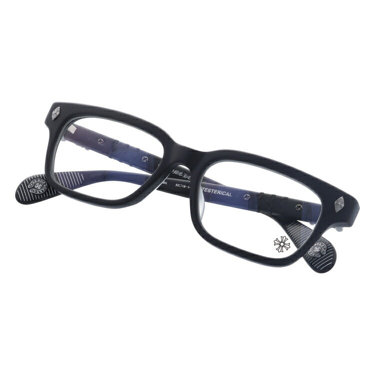 クロムハーツ メガネ 度付き 度なし 伊達メガネ 眼鏡 メガネフレーム CHROME HEARTS レギュラーフィット TESTERICAL MBK 52サイズ スクエア型 日本製 ダガー ユニセックス メンズ レディース 紫外線 UVカット ラッピング無料