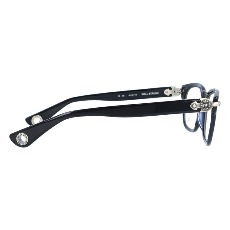 クロムハーツ メガネ 度付き 度なし 伊達メガネ 眼鏡 メガネフレーム CHROME HEARTS レギュラーフィット WELL STRUNG BK 52サイズ ウェリントン型 日本製 クロス CHプラス ユニセックス メンズ レディース 紫外線 UVカット ラッピング無料