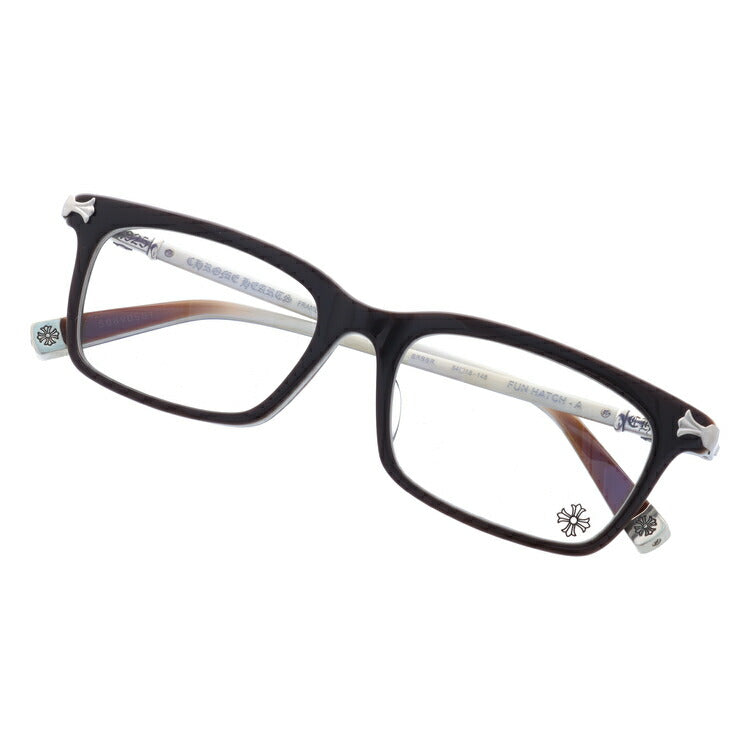 クロムハーツ メガネ 度付き 度なし 伊達メガネ 眼鏡 メガネフレーム CHROME HEARTS アジアンフィット FUN HATCH-A BRBBR Brown Bone Brown 54サイズ スクエア型 日本製 クロス ユニセックス メンズ レディース 紫外線 UVカット ラッピング無料