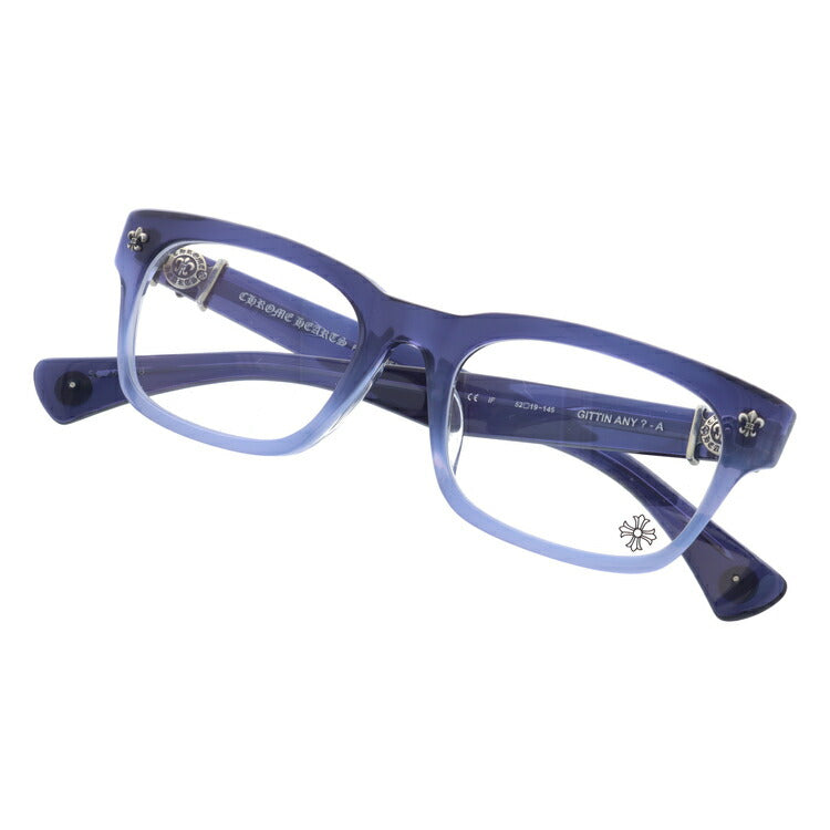 クロムハーツ メガネ 度付き 度なし 伊達メガネ 眼鏡 メガネフレーム CHROME HEARTS アジアンフィット GITTIN ANY?-A IF Indigo Fade 52サイズ ウェリントン型 日本製 BSフレア ユニセックス メンズ レディース 紫外線 UVカット ラッピング無料