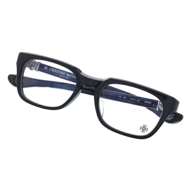 クロムハーツ メガネ 度付き 度なし 伊達メガネ 眼鏡 メガネフレーム CHROME HEARTS レギュラーフィット GRIM BK Black 54サイズ スクエア型 日本製 フローラル ユニセックス メンズ レディース 紫外線 UVカット ラッピング無料