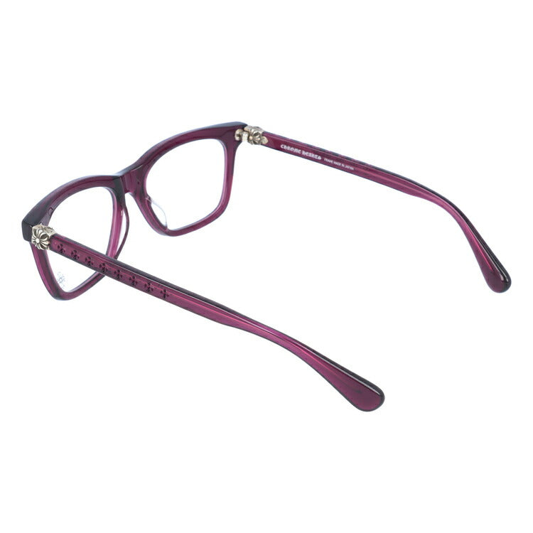 クロムハーツ メガネ 度付き 度なし 伊達メガネ 眼鏡 メガネフレーム CHROME HEARTS レギュラーフィット RESURECTUM DP Deep Purple 51サイズ ウェリントン型 日本製 フローラル ユニセックス メンズ レディース 紫外線 UVカット ラッピング無料