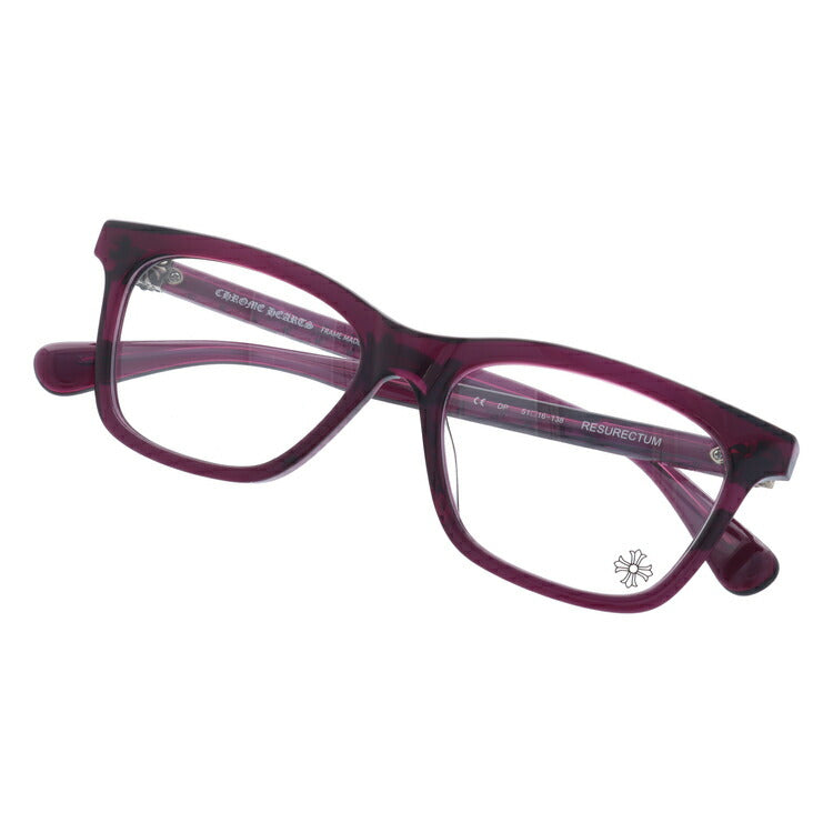 クロムハーツ メガネ 度付き 度なし 伊達メガネ 眼鏡 メガネフレーム CHROME HEARTS レギュラーフィット RESURECTUM DP Deep Purple 51サイズ ウェリントン型 日本製 フローラル ユニセックス メンズ レディース 紫外線 UVカット ラッピング無料