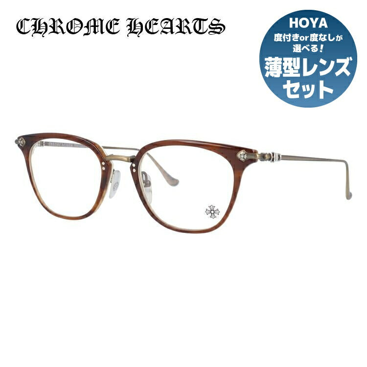 クロムハーツ メガネ 度付き 度なし 伊達メガネ 眼鏡 メガネフレーム CHROME HEARTS SHAGASS 51 DTB/OG Demi Tort Bone/Old Gold 51サイズ ウェリントン型 日本製 フローラル ユニセックス メンズ レディース 紫外線 UVカット ラッピング無料