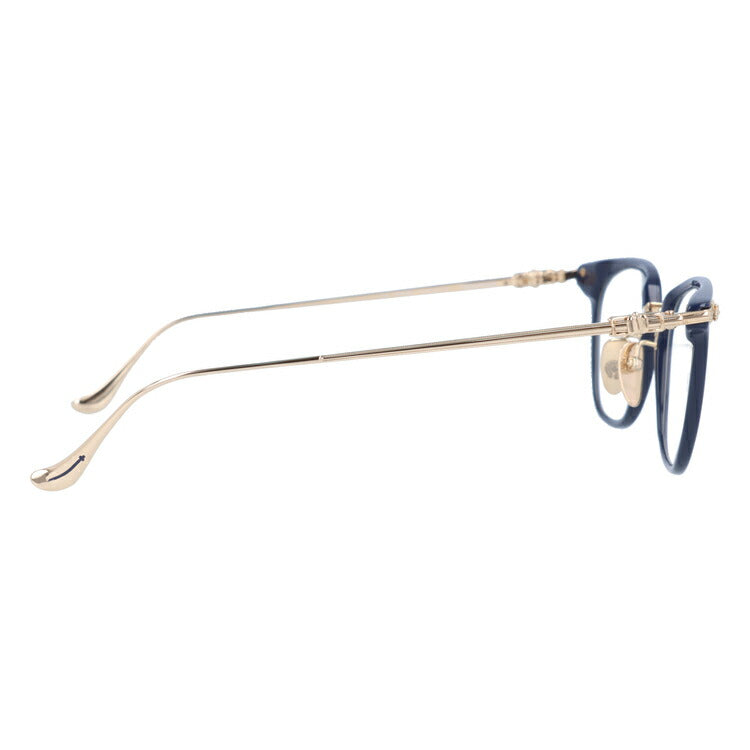 クロムハーツ メガネ 度付き 度なし 伊達メガネ 眼鏡 メガネフレーム CHROME HEARTS SHAGASS 51 PCK/GP P.Cock/Gold Plated 51サイズ ウェリントン型 日本製 フローラル インディゴ色 ユニセックス メンズ レディース 紫外線 UVカット ラッピング無料