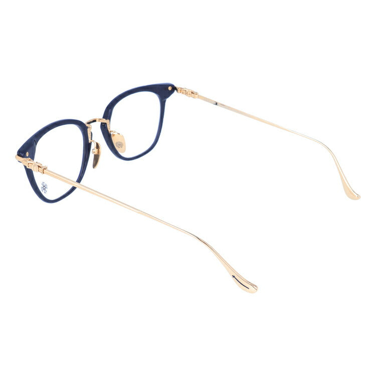 クロムハーツ メガネ 度付き 度なし 伊達メガネ 眼鏡 メガネフレーム CHROME HEARTS SHAGASS 51 PCK/GP P.Cock/Gold Plated 51サイズ ウェリントン型 日本製 フローラル インディゴ色 ユニセックス メンズ レディース 紫外線 UVカット ラッピング無料