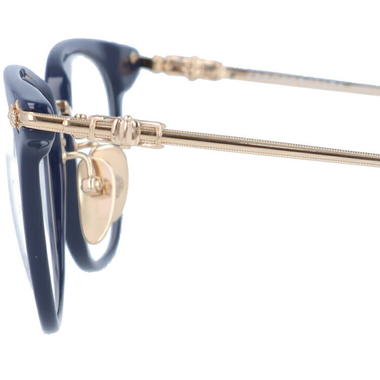 クロムハーツ メガネ 度付き 度なし 伊達メガネ 眼鏡 メガネフレーム CHROME HEARTS SHAGASS 51 PCK/GP P.Cock/Gold Plated 51サイズ ウェリントン型 日本製 フローラル インディゴ色 ユニセックス メンズ レディース 紫外線 UVカット ラッピング無料
