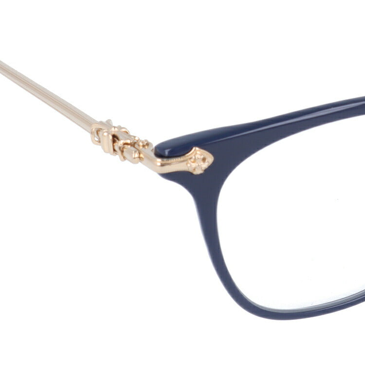 クロムハーツ メガネ 度付き 度なし 伊達メガネ 眼鏡 メガネフレーム CHROME HEARTS SHAGASS 51 PCK/GP P.Cock/Gold Plated 51サイズ ウェリントン型 日本製 フローラル インディゴ色 ユニセックス メンズ レディース 紫外線 UVカット ラッピング無料