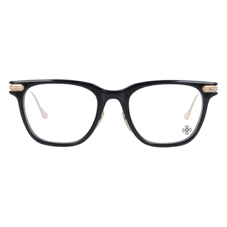 クロムハーツ メガネ 度付き 度なし 伊達メガネ 眼鏡 メガネフレーム CHROME HEARTS SLAG BK-GP Black-Gold Plated 51サイズ ウェリントン型 日本製 フローラル ユニセックス メンズ レディース 紫外線 UVカット ラッピング無料