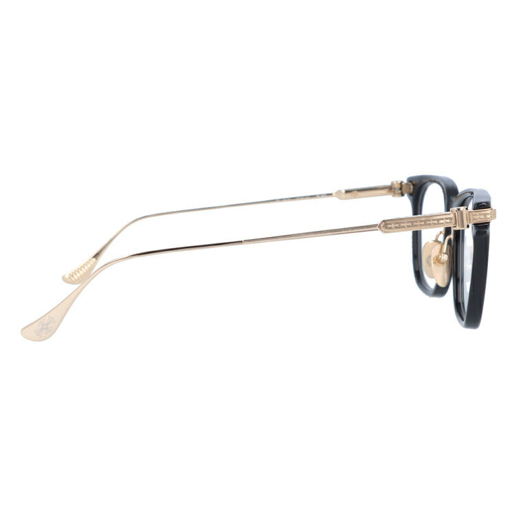 クロムハーツ メガネ 度付き 度なし 伊達メガネ 眼鏡 メガネフレーム CHROME HEARTS SLAG BK-GP Black-Gold Plated 51サイズ ウェリントン型 日本製 フローラル ユニセックス メンズ レディース 紫外線 UVカット ラッピング無料