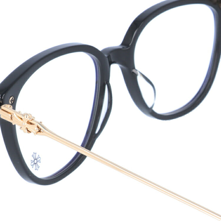 クロムハーツ メガネ 度付き 度なし 伊達メガネ 眼鏡 メガネフレーム CHROME HEARTS レギュラーフィット THOT BK-GP Black-Gold Plated 52サイズ ウェリントン型 日本製 フローラル ユニセックス メンズ レディース 紫外線 UVカット ラッピング無料