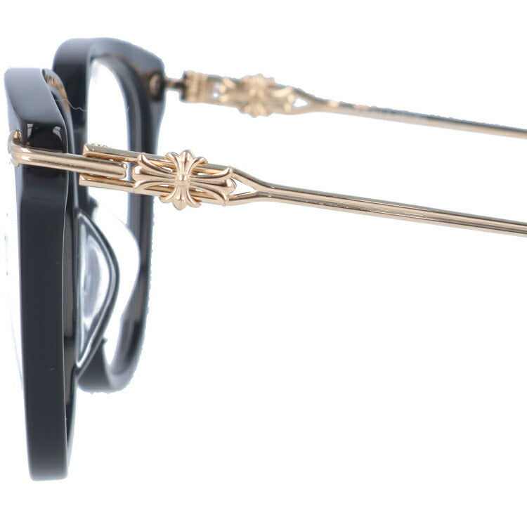 クロムハーツ メガネ 度付き 度なし 伊達メガネ 眼鏡 メガネフレーム CHROME HEARTS レギュラーフィット THOT BK-GP Black-Gold Plated 52サイズ ウェリントン型 日本製 フローラル ユニセックス メンズ レディース 紫外線 UVカット ラッピング無料