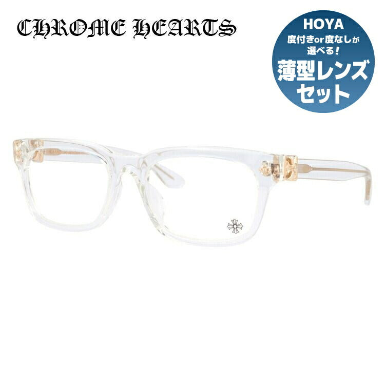 クロムハーツ メガネ 度付き 度なし 伊達メガネ 眼鏡 メガネフレーム CHROME HEARTS レギュラーフィット VAGILANTE CRYS Crystal 54サイズ スクエア型 日本製 フローラル ユニセックス メンズ レディース 紫外線 UVカット ラッピング無料