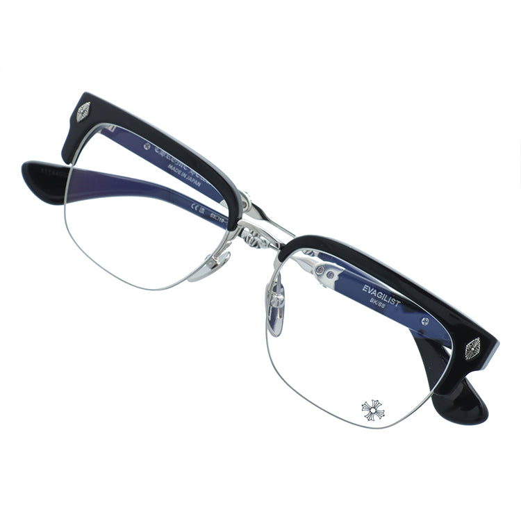 クロムハーツ メガネフレーム 伊達メガネ CHROME HEARTS EVAGILIST-BK/SS 53サイズ ブロー ユニセックス メンズ レディース 日本製 CHクロス ダガー (コピー)