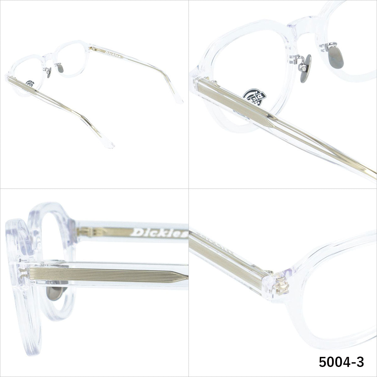 ディッキーズ メガネフレーム 伊達メガネ 調整可能ノーズパッド(クリングス) チタンパッド Dickies DKF 5004 49サイズ クラウンパント型 ユニセックス メンズ レディース