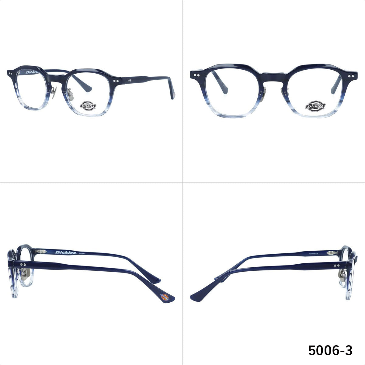 ディッキーズ メガネフレーム 伊達メガネ 調整可能ノーズパッド(クリングス) チタンパッド Dickies DKF 5006 47サイズ ウェリントン型 ユニセックス メンズ レディース