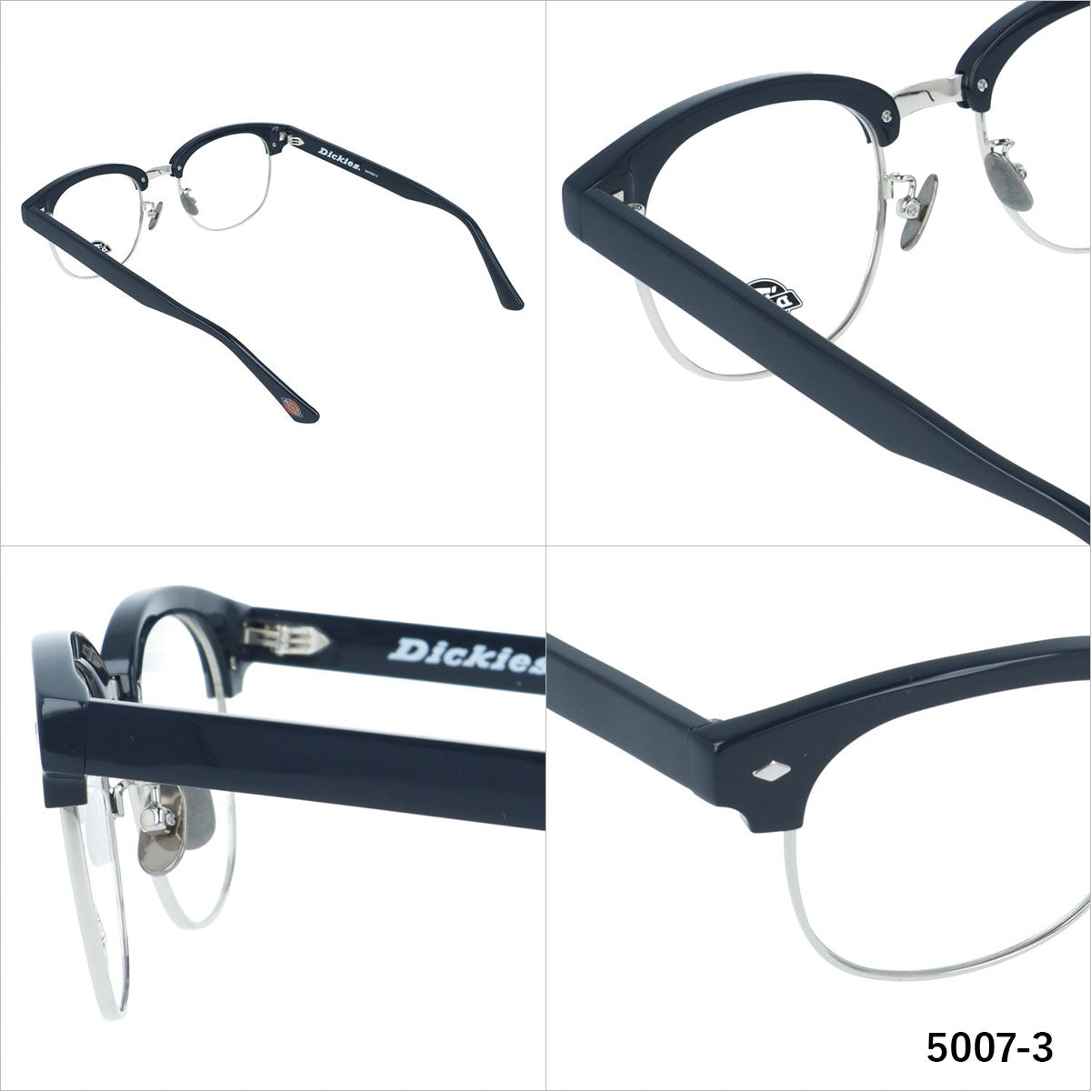 ディッキーズ メガネフレーム 伊達メガネ 調整可能ノーズパッド(クリングス) チタンパッド Dickies DKF 5007 51サイズ ブロー型 ユニセックス メンズ レディース