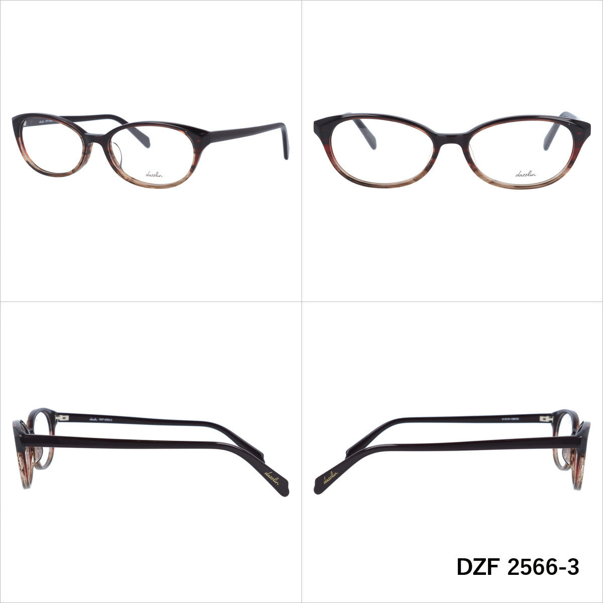 メガネ 眼鏡 度付き 度なし おしゃれ dazzlin ダズリン DZF 2566 全4色 51サイズ フォックス型 レディース 女性 UVカット 紫外線 ブランド サングラス 伊達 ダテ|老眼鏡・PCレンズ・カラーレンズ・遠近両用対応可能 ラッピング無料