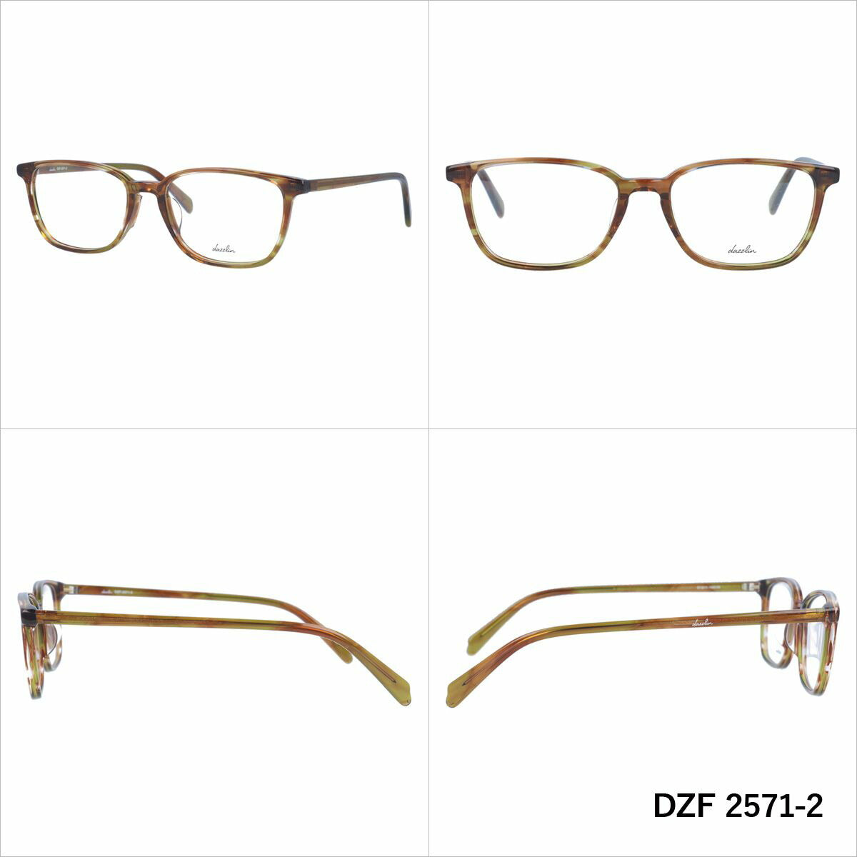 ダズリン メガネフレーム 伊達メガネ アジアンフィット dazzlin DZF 2571 全4カラー 51サイズ スクエア レディース 女性 UVカット 紫外線 ブランド サングラス 伊達 ダテ|老眼鏡・PCレンズ・カラーレンズ・遠近両用対応可能 ラッピング無料