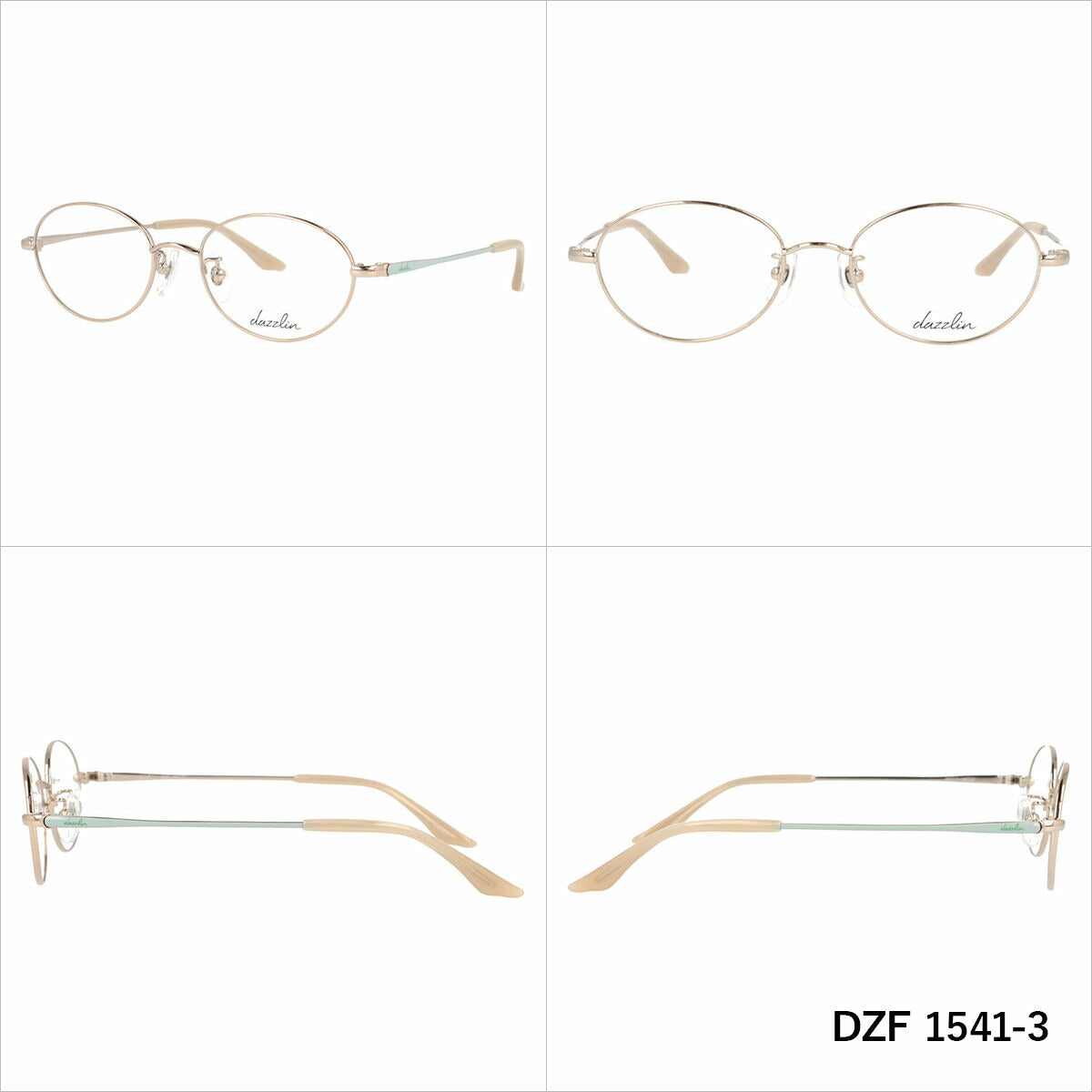 ダズリン メガネフレーム 伊達メガネ アジアンフィット dazzlin DZF 1541 49サイズ オーバル型 ユニセックス メンズ レディース