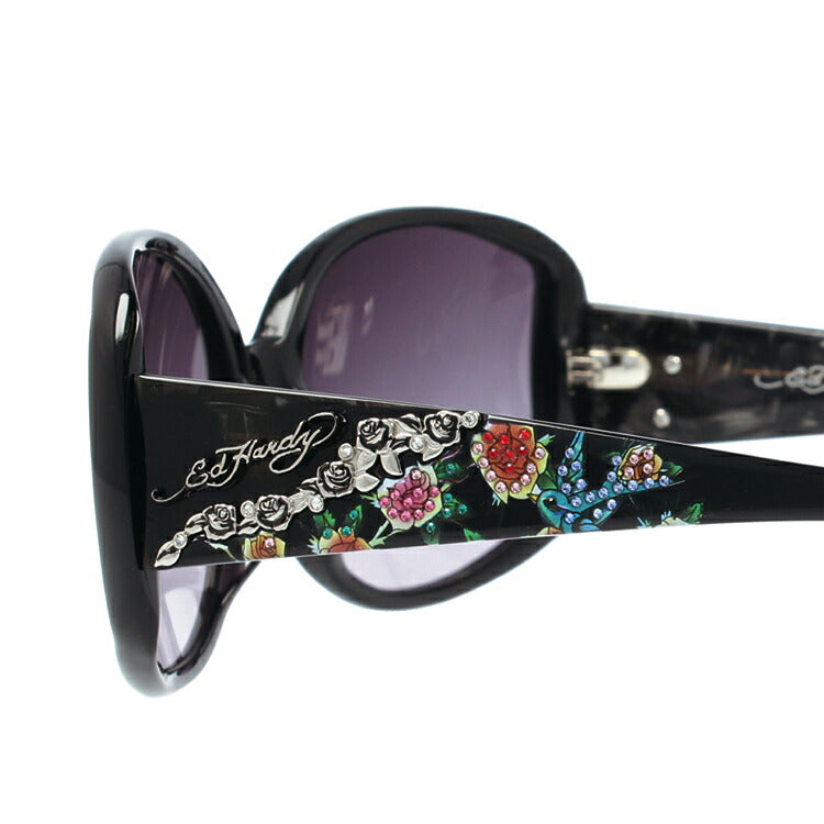 エドハーディー サングラス EdHardy BIRD ROSES ブラック/スモークグラデーション レディース UVカット ラッピング無料