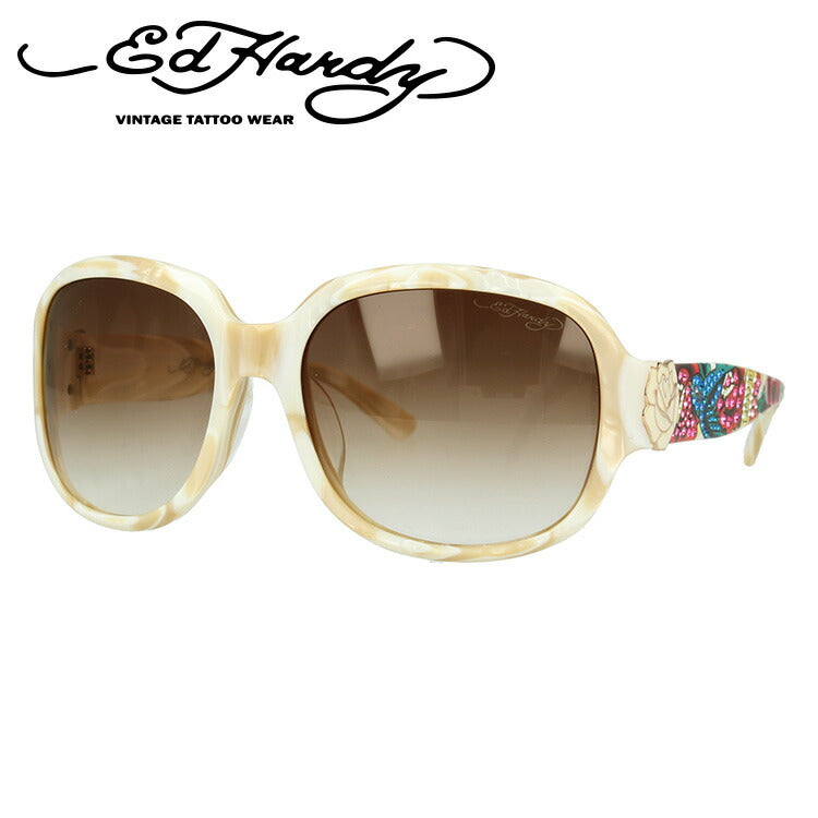 【訳あり】エドハーディー サングラス EdHardy BIRD ホワイト/ブラウングラデーション レディース UVカット ラッピング無料
