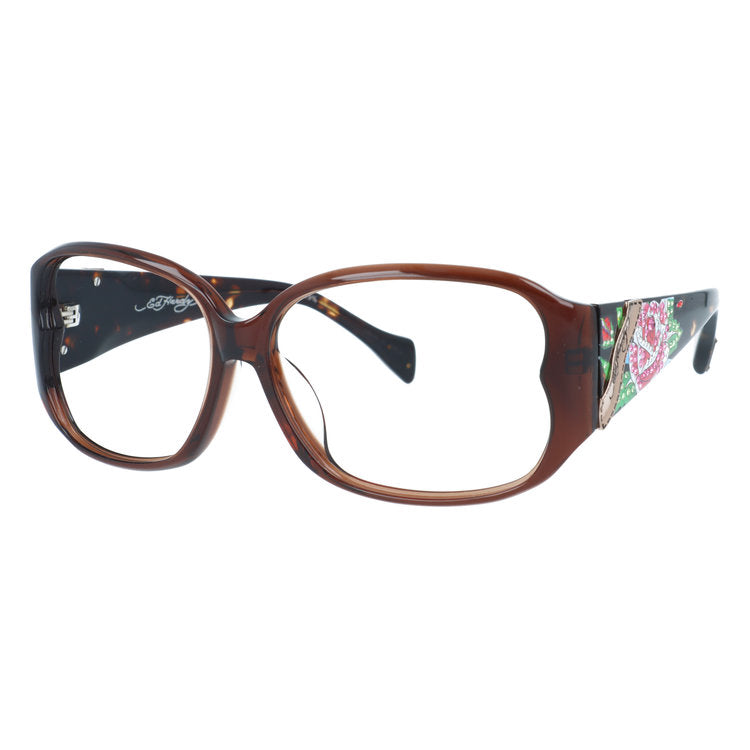 訳あり・フレームのみ エドハーディー サングラス (フレームのみ) アジアンフィット Ed Hardy ROSE BROWN HORN 60サイズ ウェリントン型 べっ甲柄 ユニセックス メンズ レディース