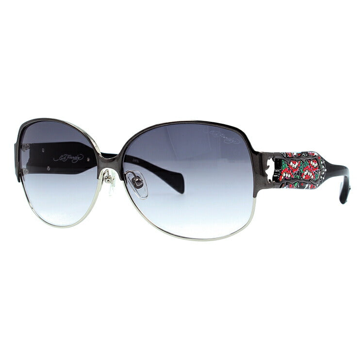 エドハーディー サングラス EdHardy TWO ROSE ガンシルバー/ライトグレーグラデーション レディース UVカット ラッピング無料