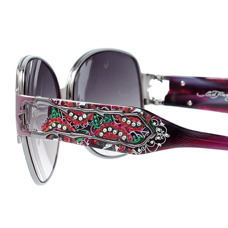 エドハーディー サングラス EdHardy TWO ROSE パープルガン/グレーグラデーション レディース UVカット ラッピング無料