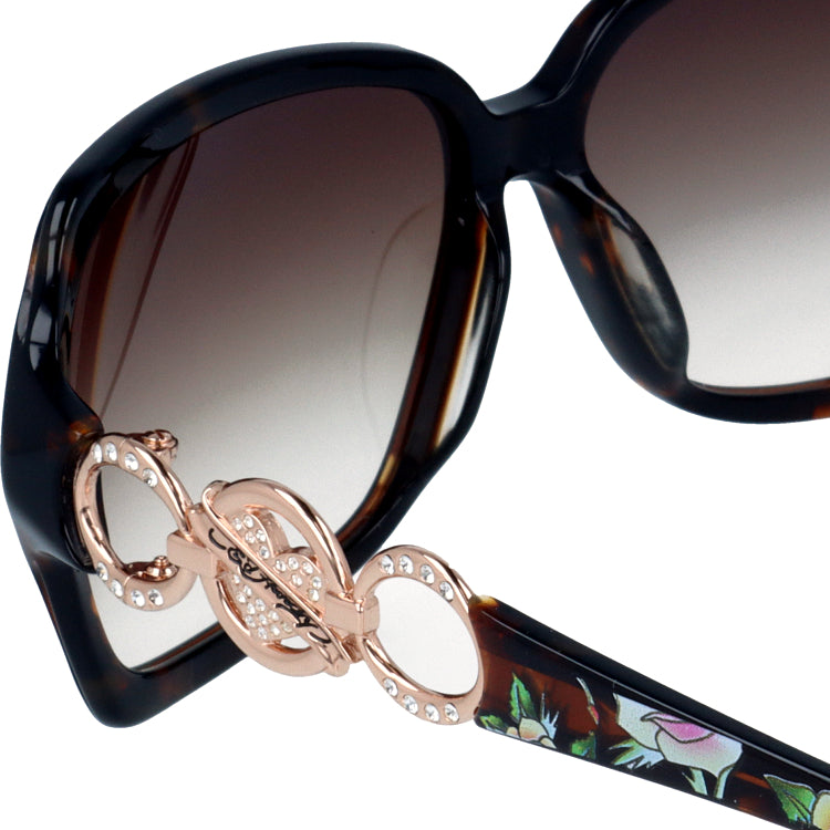 【訳あり】エドハーディー サングラス EdHardy ROSES LONG STEM ブラウンホーン/ブラウングラデーション レディース UVカット ラッピング無料
