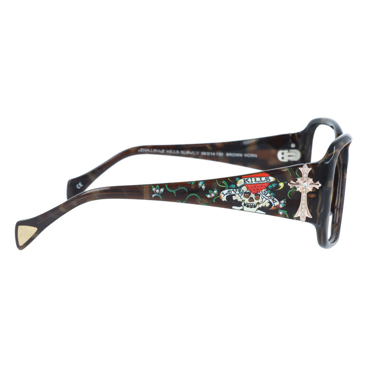 【訳あり・フレームのみ】 エドハーディー アジアンフィット Ed Hardy EHA.LOVE KILLS SLOWLY ラブキルズスローリー 58サイズ スクエア型 アウトレット品 ユニセックス メンズ レディース