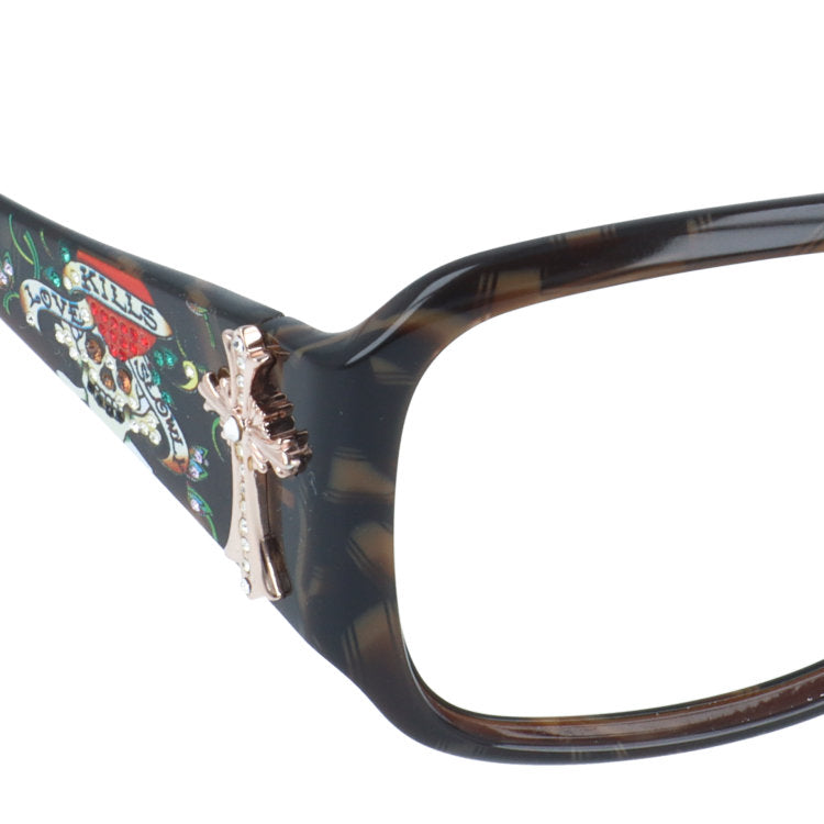 【訳あり・フレームのみ】 エドハーディー アジアンフィット Ed Hardy EHA.LOVE KILLS SLOWLY ラブキルズスローリー 58サイズ スクエア型 アウトレット品 ユニセックス メンズ レディース