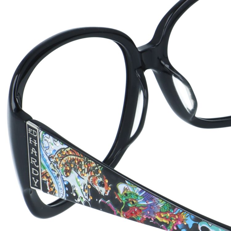 【訳あり・フレームのみ】エドハーディー フレームのみ アジアンフィット Ed Hardy KOI LEAPING&DRAGON BLACK 61サイズ バタフライ型 アウトレット品 ユニセックス メンズ レディース